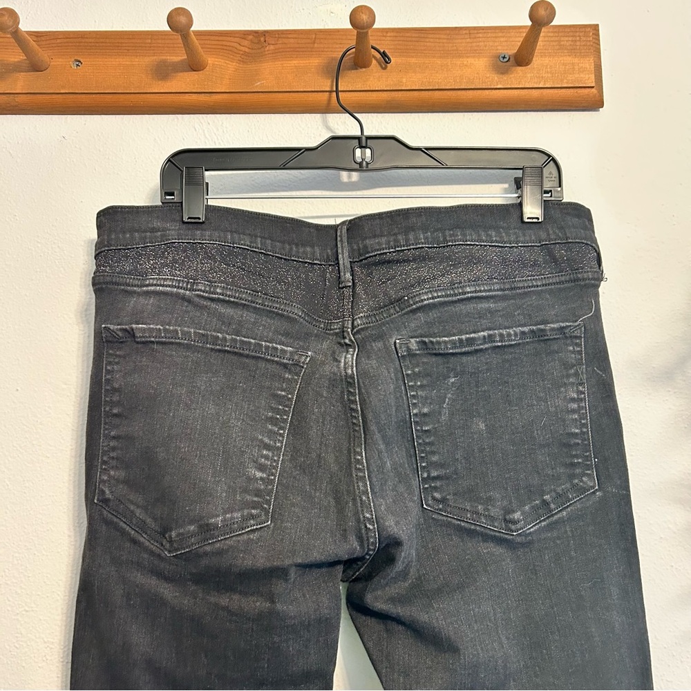 Express Black Bell Flare Mid Rise Jeans with Lurex Detail Size 14 Long - Picture 7 of 7